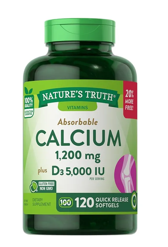 Absorbable Calcium 1,200 mg plus D3 5,000 IU - 120 Quick Release Softgels